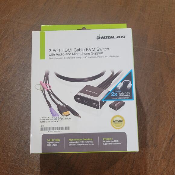 IOGEAR GCS62HDPKIT 2-Port HDMI and DisplayPort Cable KVM Kit with Audio Open box - Picture 1 of 11